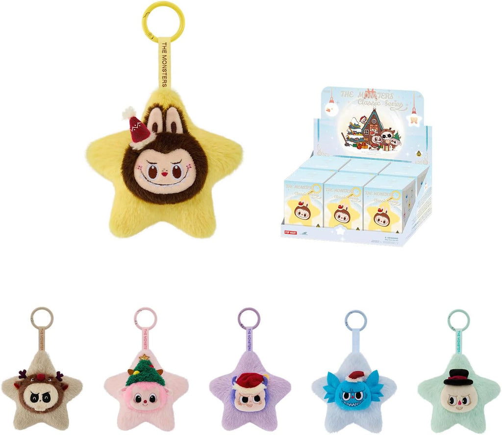 POP MART The Monsters Classic Series-Sparkly Plush Pendant Blind Box, 6PCs The Monsters Blind Box Figures, Random Design Collectible Toys Home Decorations, Holiday Birthday Gifts, Whole Set