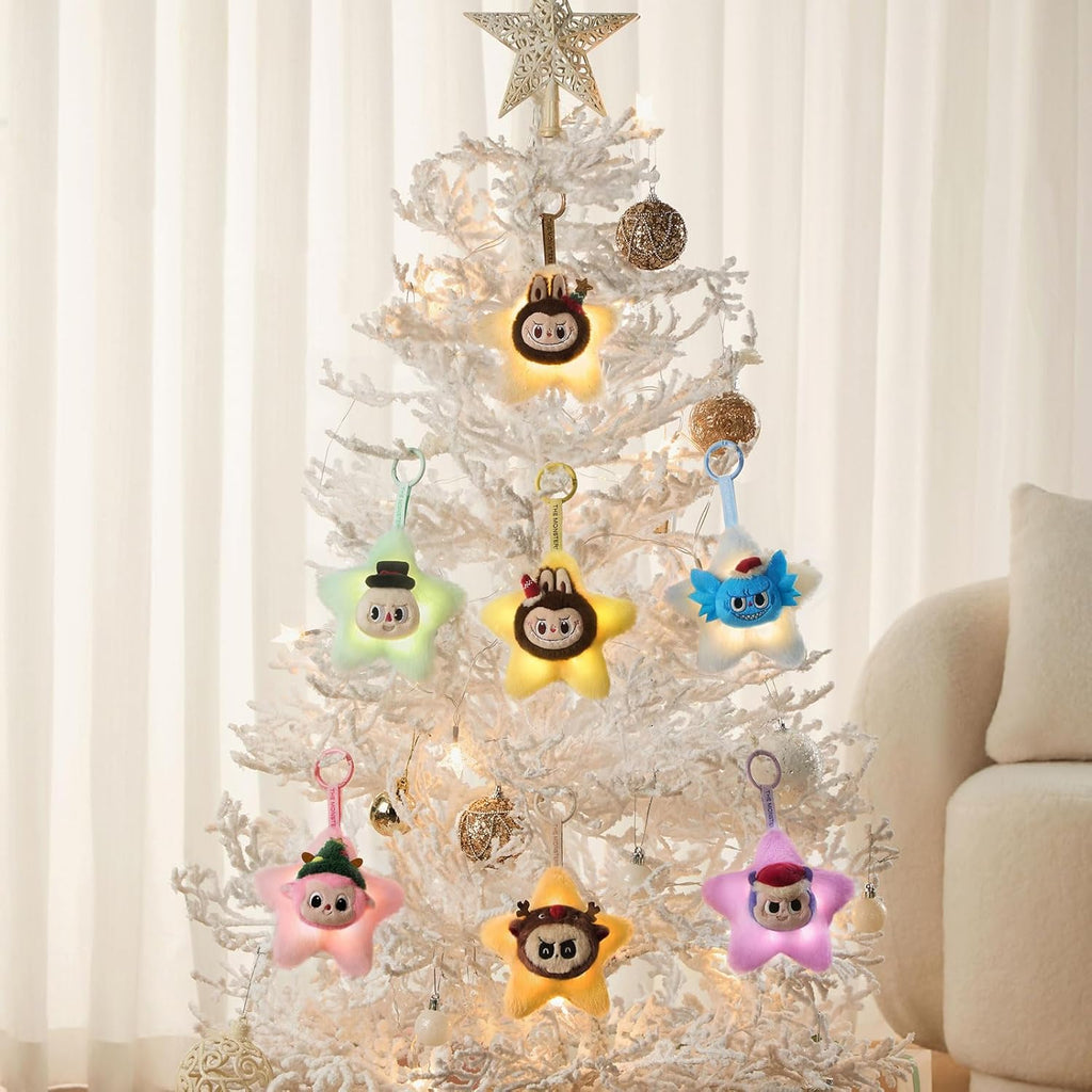 POP MART The Monsters Classic Series-Sparkly Plush Pendant Blind Box, 6PCs The Monsters Blind Box Figures, Random Design Collectible Toys Home Decorations, Holiday Birthday Gifts, Whole Set