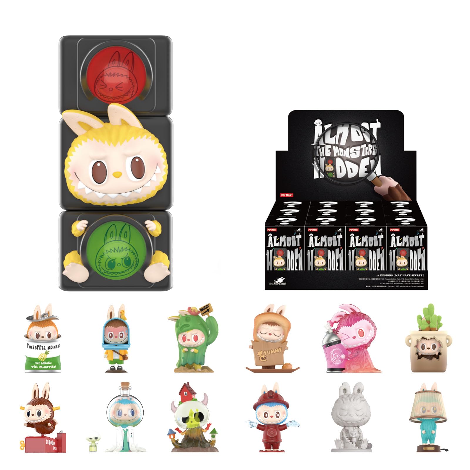 POP MART The Monsters Almost Hidden Series Blind Box Figures, Random Design Mystery Toys for Modern Home Decor, Collectible Toy Set for Desk Accessories, Single Box