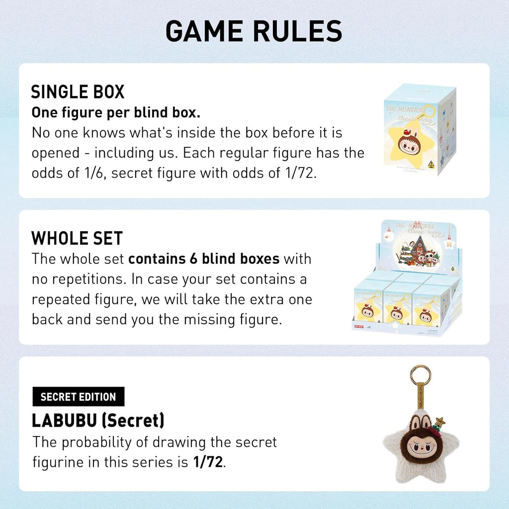 POP MART The Monsters Classic Series-Sparkly Plush Pendant Blind Box, 6PCs The Monsters Blind Box Figures, Random Design Collectible Toys Home Decorations, Holiday Birthday Gifts, Whole Set