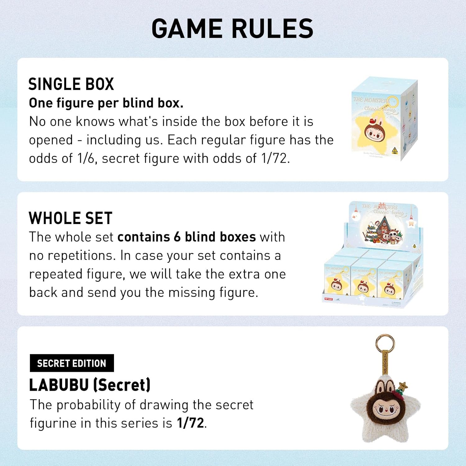 POP MART The Monsters Classic Series-Sparkly Plush Pendant Blind Box, 6PCs The Monsters Blind Box Figures, Random Design Collectible Toys Home Decorations, Holiday Birthday Gifts, Whole Set