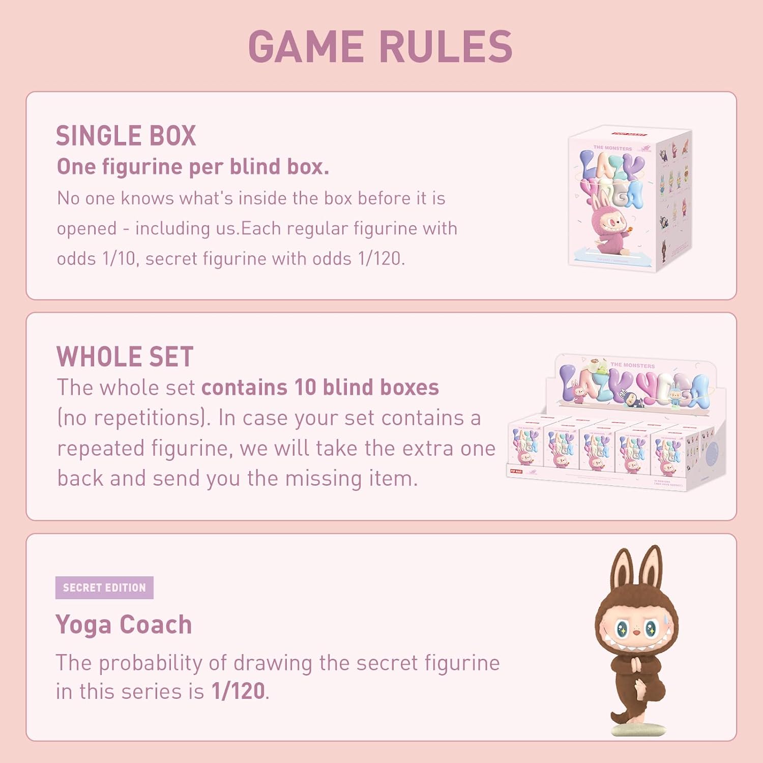 POP MART The Monsters Lazy Yoga Series Figures, 10PCs The Monsters Blind Box Figures, Random Design Action Figures Collectible Toys Home Decorations, Holiday Birthday Gifts, Whole Set